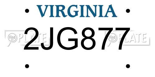 2JG877 Virginia License Plate