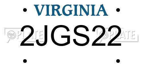 2JGS22 Virginia License Plate