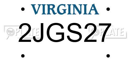 2JGS27 Virginia License Plate