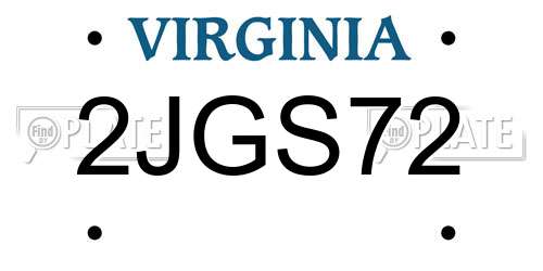 2JGS72 Virginia License Plate