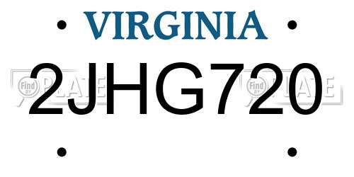 2JHG720 Virginia License Plate