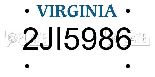 2JI5986 Virginia License Plate