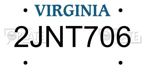 2JNT706 Virginia License Plate