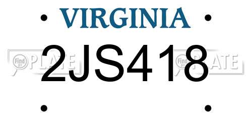 2JS418 Virginia License Plate