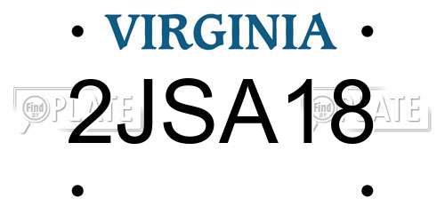 2JSA18 Virginia License Plate