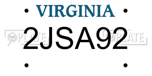 2JSA92 Virginia License Plate