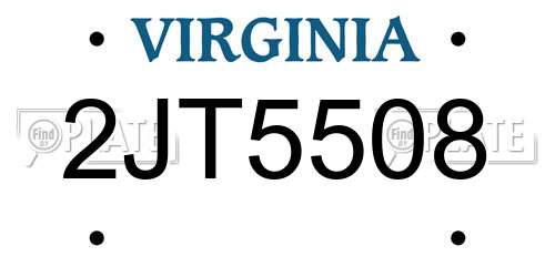 2JT5508 Virginia License Plate