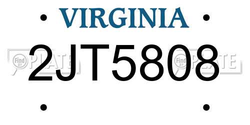 2JT5808 Virginia License Plate