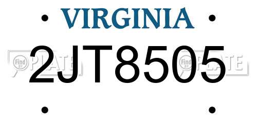 2JT8505 Virginia License Plate