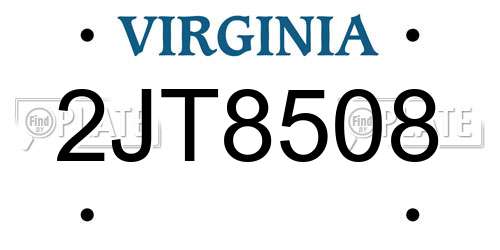 2JT8508 Virginia License Plate