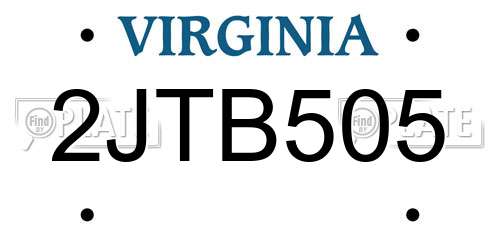 2JTB505 Virginia License Plate