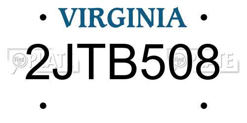 2JTB508 Virginia License Plate