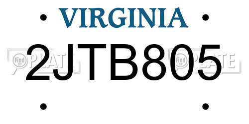 2JTB805 Virginia License Plate