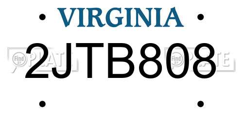 2JTB808 Virginia License Plate