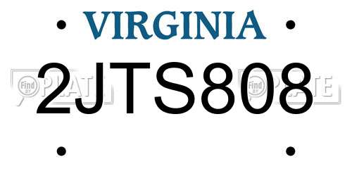 2JTS808 Virginia License Plate
