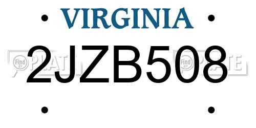 2JZB508 Virginia License Plate