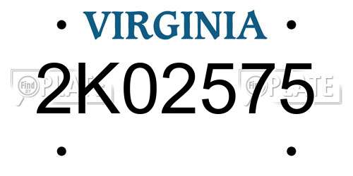 2K02575 Virginia License Plate