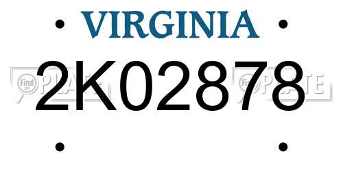 2K02878 Virginia License Plate