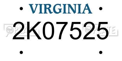 2K07525 Virginia License Plate