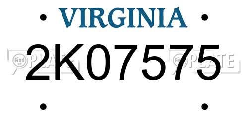 2K07575 Virginia License Plate