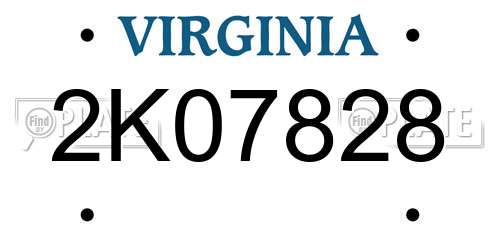2K07828 Virginia License Plate