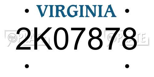 2K07878 Virginia License Plate