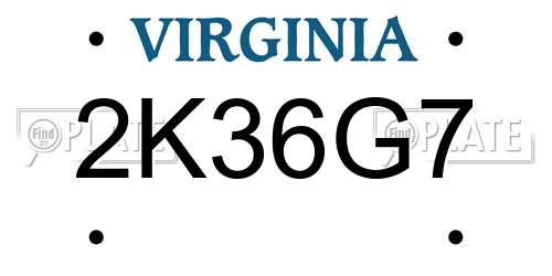 2K36G7 Virginia License Plate