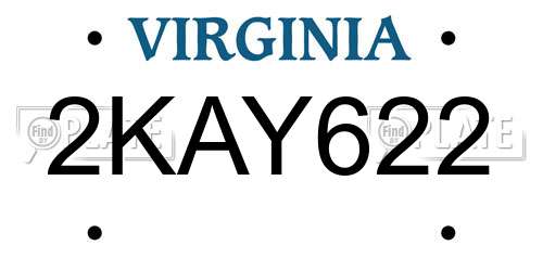 2KAY622 Virginia License Plate