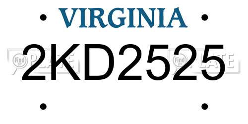 2KD2525 Virginia License Plate