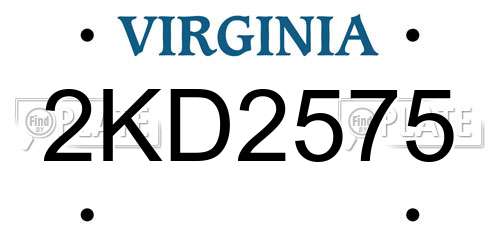 2KD2575 Virginia License Plate