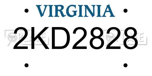 2KD2828 Virginia License Plate