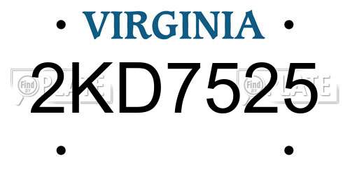 2KD7525 Virginia License Plate