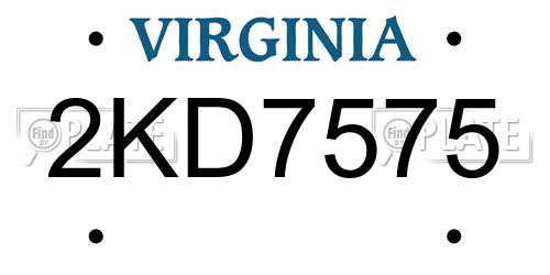 2KD7575 Virginia License Plate