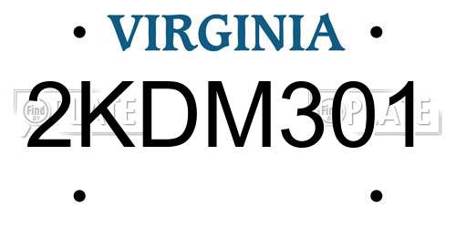 2KDM301 Virginia License Plate