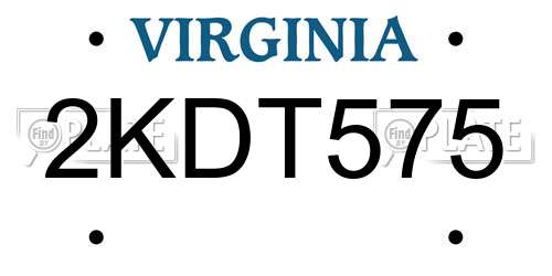 2KDT575 Virginia License Plate