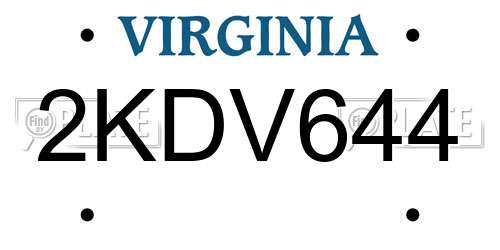2KDV644 Virginia License Plate