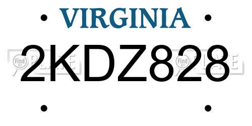 2KDZ828 Virginia License Plate