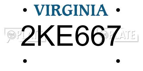 2KE667 Virginia License Plate