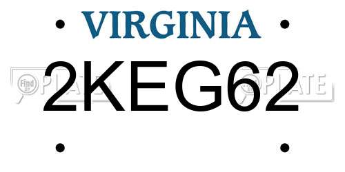 2KEG62 Virginia License Plate