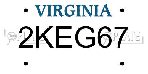 2KEG67 Virginia License Plate