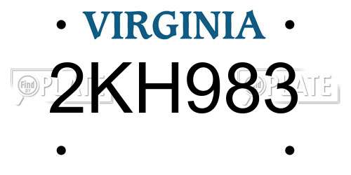 2KH983 Virginia License Plate