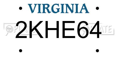 2KHE64 Virginia License Plate