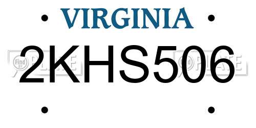 2KHS506 Virginia License Plate
