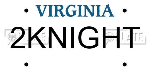 2KNIGHT Virginia License Plate
