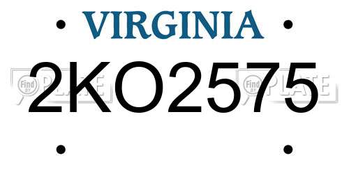 2KO2575 Virginia License Plate