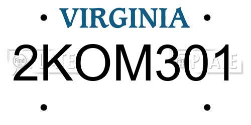 2KOM301 Virginia License Plate