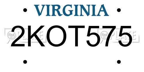 2KOT575 Virginia License Plate