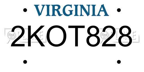 2KOT828 Virginia License Plate