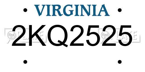 2KQ2525 Virginia License Plate