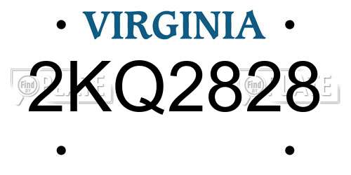 2KQ2828 Virginia License Plate